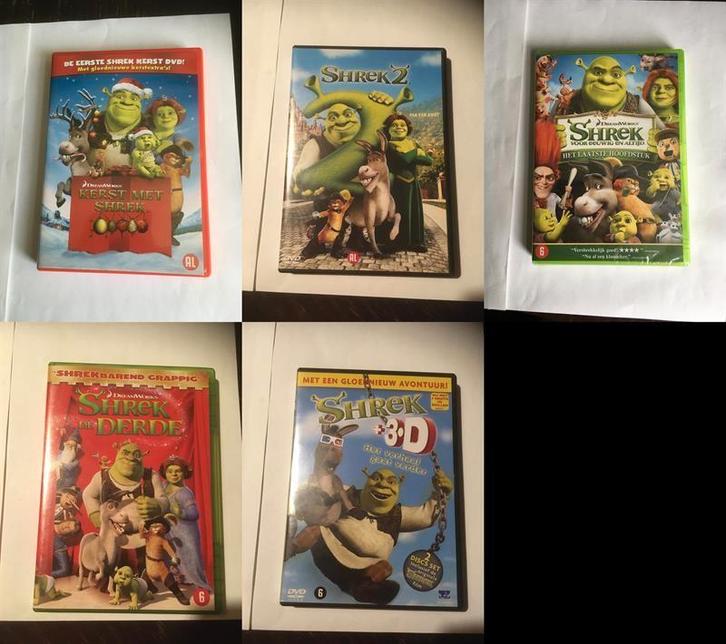 shrek 1 2 3 4 dvd + kerst met shrek collectie, Cd's en Dvd's, Dvd's | Kinderen en Jeugd, Zo goed als nieuw, Alle leeftijden, Ophalen of Verzenden