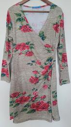 Lien & Giel crossover jurk lange mouw, mt XL, bloemenprint, Overige kleuren, Maat 46/48 (XL) of groter, Ophalen of Verzenden, Zo goed als nieuw