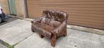 2 zitter Donker eiken met Leren bekleding, Huis en Inrichting, Ophalen, Gebruikt, 100 tot 125 cm, Tweepersoons
