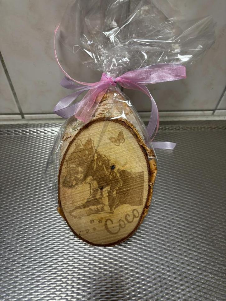 eiken houten schijf met eigen afbeelding/tekst, Huis en Inrichting, Woonaccessoires | Wanddecoraties, Nieuw, Verzenden