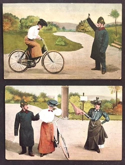 Fiets Politie Rijwiel Feminisme Kaart Harich Friesland, Verzamelen, Ansichtkaarten | Themakaarten, Gelopen, Voor 1920, Voertuig
