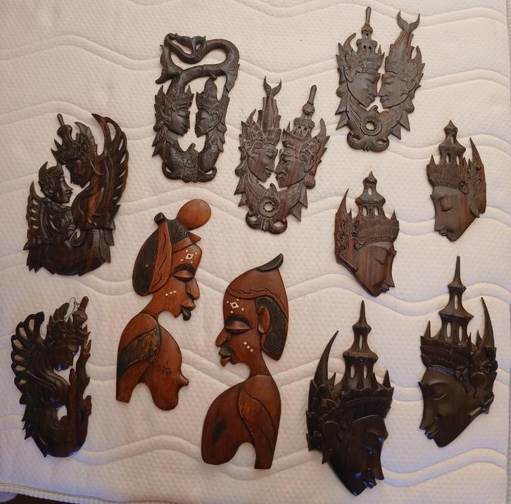 houtsnijwerk Rama en Sita uit Bali, Antiek en Kunst, Kunst | Beelden en Houtsnijwerken, Ophalen