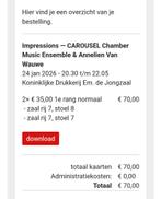 CAROUSEL Chamber Music Ensemble & Annelien Van Wauwe, Breda, Tickets en Kaartjes, Twee personen