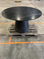 Te koop: Ronde zwarte eettafel – marmerblad – Ø136 cm, Overige materialen, Gebruikt, 100 tot 150 cm, Rond