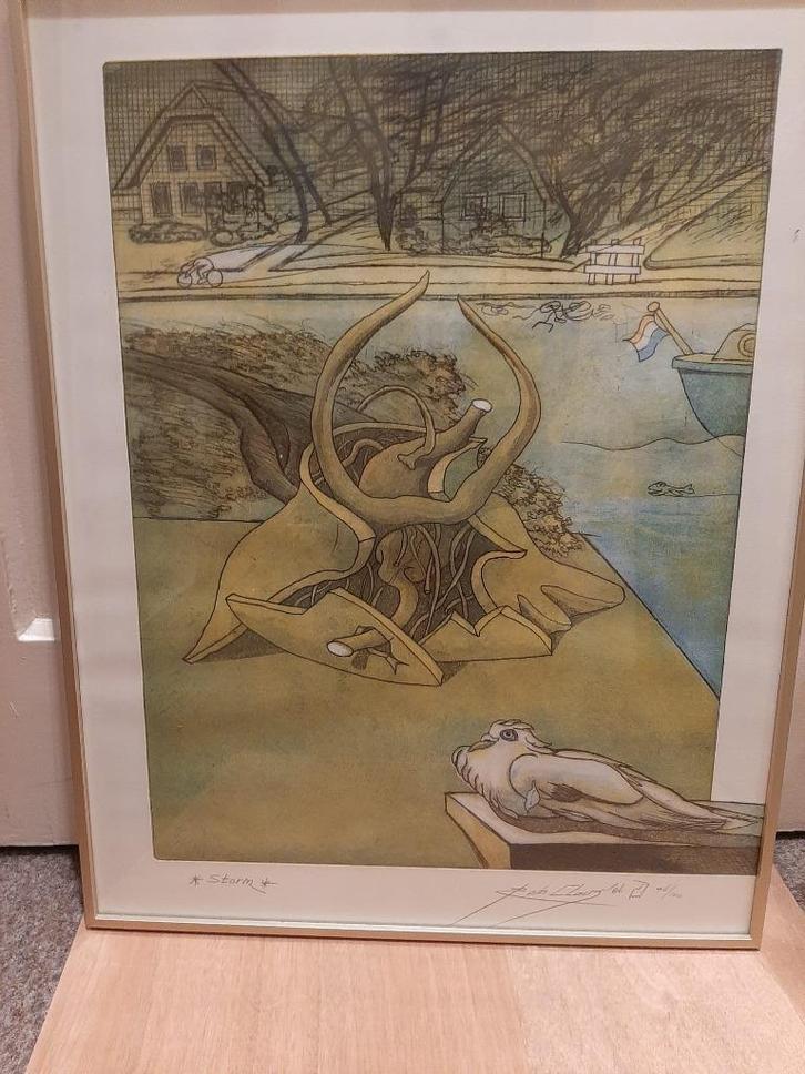 Rob Clous - gesigneerde ets – Storm, Antiek en Kunst, Kunst | Etsen en Gravures, Ophalen