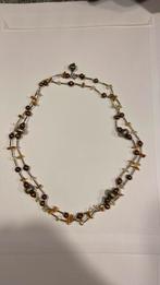 Ketting zilver , echte zoetwater parels, citrien ,  925, Ophalen of Verzenden, Zilver, Ketting, Met edelsteen