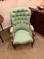 Groene Fauteuil met Knopen, Gebruikt, 75 tot 100 cm, Ophalen of Verzenden, 50 tot 75 cm
