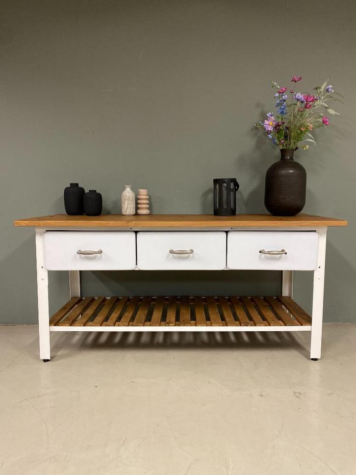 Werkbank, Bakkerswerkbank, keuken eiland keukentafel, Antiek en Kunst, Curiosa en Brocante, Ophalen of Verzenden