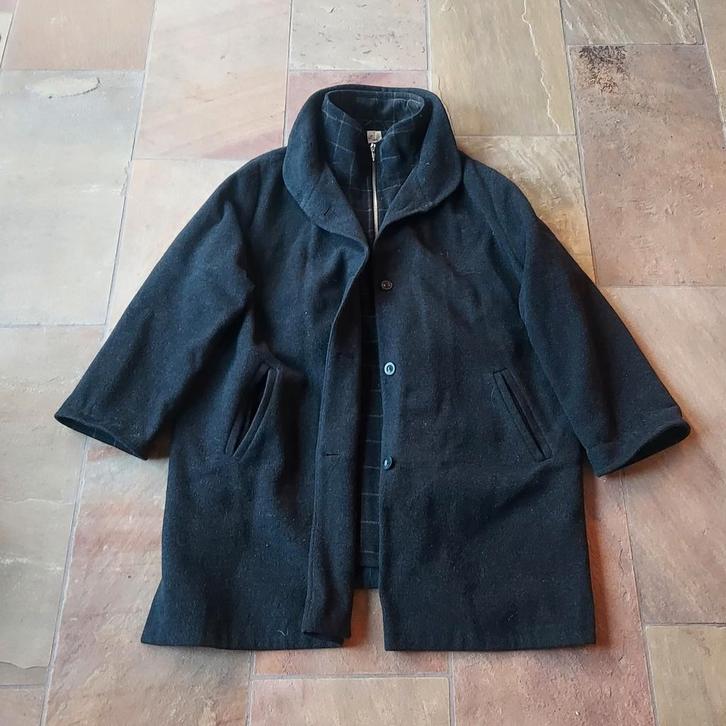 Vintage zwarte lange jas M&S Mode maat 52, Kleding | Dames, Jassen | Winter, Zo goed als nieuw, Maat 46/48 (XL) of groter, Zwart