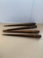 Vintage conische houten tafelpoten met messing voet, 72,5cm, Tafelpoot, Gebruikt, 50 tot 100 cm, Rond