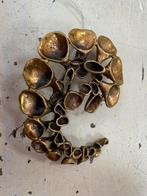 Hannu Ikonen bronzen broche rendiermos jaren 70, Ophalen of Verzenden, Zo goed als nieuw, Bruin, Overige materialen