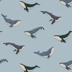 Kinderbehang Walvis Lichtblauw Studio Ditte, Mail@studioditte.nl, Baronielaan 252 4837 BH Breda, Nieuw, Studio Ditte