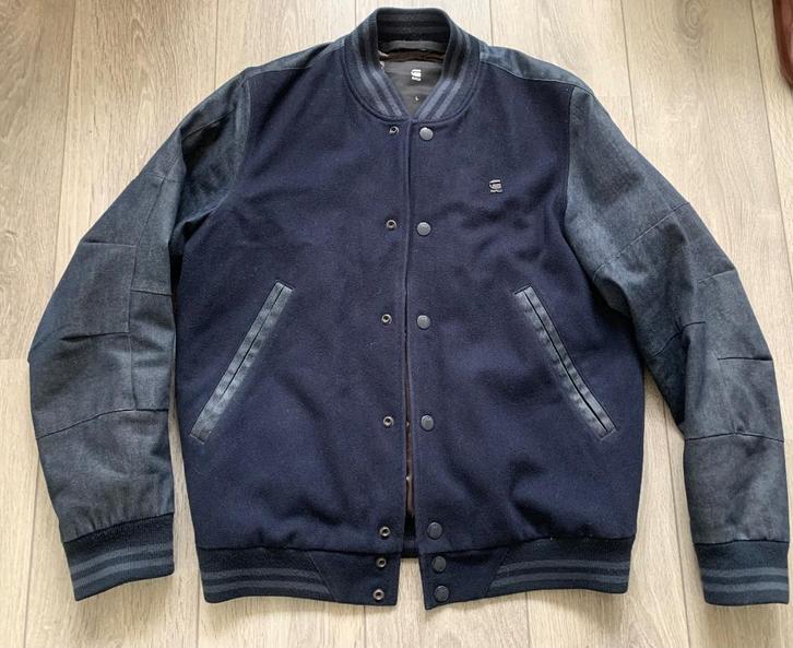 G-Star Rackam Wool Sports Bomber jacket maat L, Kleding | Heren, Jassen | Zomer, Gedragen, Maat 52/54 (L), Blauw, Ophalen of Verzenden