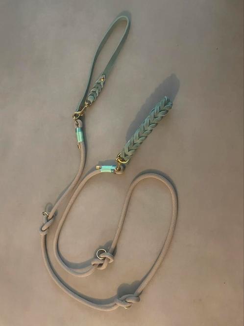 Honden riem en halsband Set met mooi vetleer - Touwdesign, Dieren en Toebehoren, Hondenriemen, Nieuw, Ophalen of Verzenden