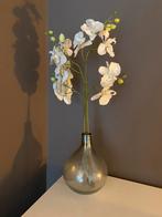 Vaas met Kunstbloem Orchidee Takken, Huis en Inrichting, Woonaccessoires | Vazen, Ophalen, Wit, Minder dan 50 cm, Glas