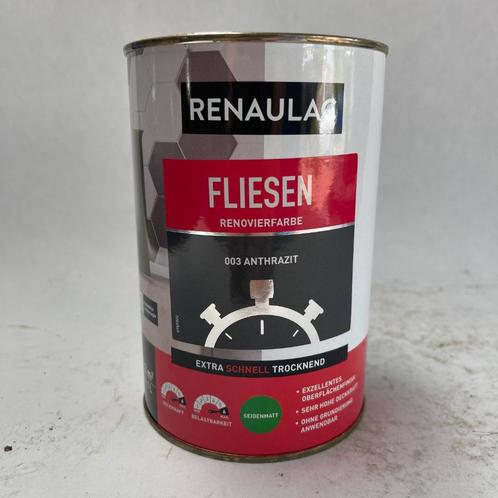 Renaulac Tegelverf Lak Verf Antraciet Grijs Zijdemat 1L, Doe-het-zelf en Verbouw, Verf, Beits en Lak, Nieuw, Lak, Minder dan 5 liter