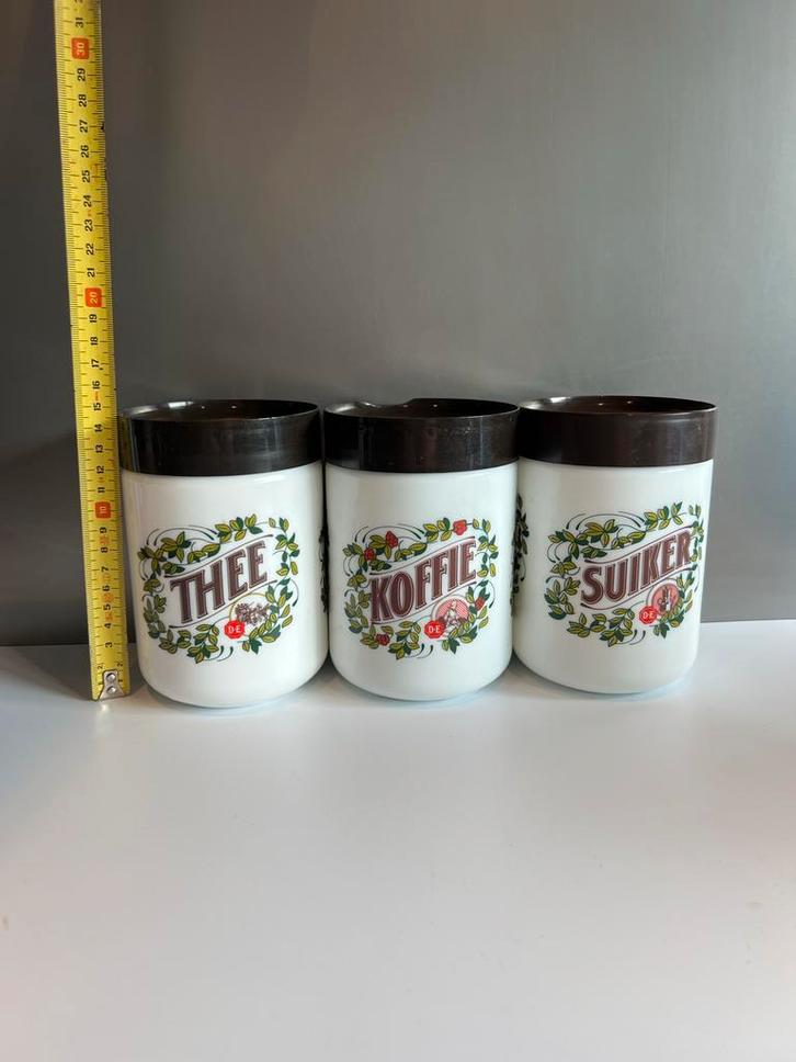 Vintage Douwe Egberts Thee, Koffie, Suiker Potten, Huis en Inrichting, Keuken | Keukenbenodigdheden, Zo goed als nieuw, Ophalen of Verzenden