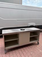 RVS Werktafel met Afvalgat - Horeca, Doe-het-zelf en Verbouw, Werkbanken, Ophalen, Zo goed als nieuw