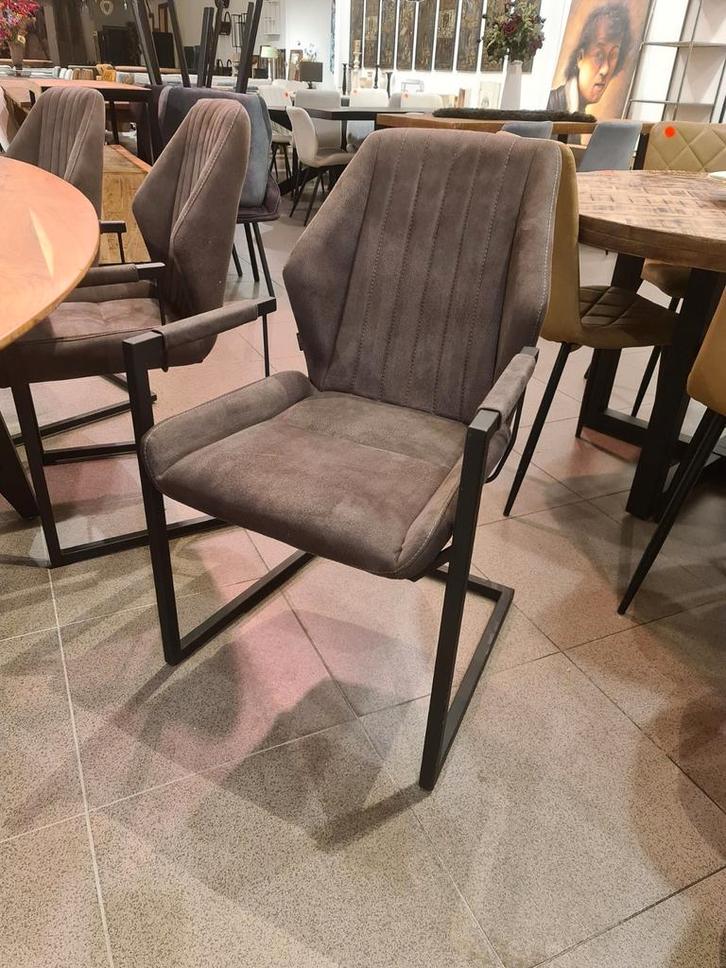 Nieuwe eetkamerstoel MXSOFA grijs antraciet microvezel €75, Huis en Inrichting, Stoelen, Nieuw, Vijf, Zes of meer stoelen, Hout