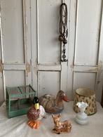 Brocante mijnwerkershaak - geitenbel - vogelkooitje - eend, Antiek en Kunst, Ophalen of Verzenden
