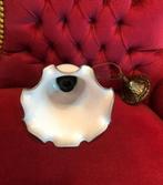 Brocante hanglamp antiek koper - witte glas - melkglas, Gebruikt, Verzenden, Glas, Antiek / klassiek