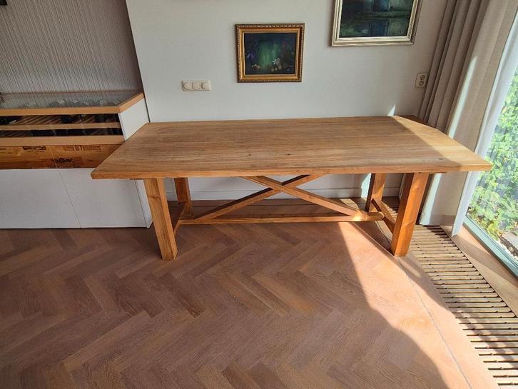 Teakhouten Tafel 220x110cm - Onbehandeld, Huis en Inrichting, Tafels | Eettafels, Gebruikt, 100 tot 150 cm, 200 cm of meer, Vijf personen of meer