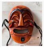 Mooi Chinees beeldje, maskertje, oosters, hout: China 10 cm, Ophalen of Verzenden