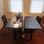 Zwart zit-sta bureau 'FLEX Duodesk' met 2 bureaustoelen, Ophalen, Elektrisch, Zo goed als nieuw, Stabureau