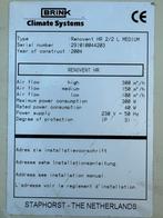 Brink Renovent HR 2/2 L Ventilator, Doe-het-zelf en Verbouw, Ventilatie en Afzuiging, Ophalen, Gebruikt, Ventilator
