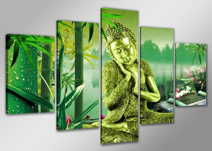 Nieuw * 5 Luik van Canvas * Buddha Groen Boedha 80x160cm, Huis en Inrichting, Woonaccessoires | Schilderijen, Tekeningen en Foto's
