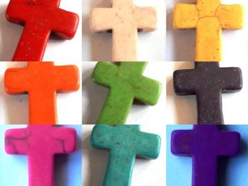 SALE GROTE Turquoise kruis edelsteen hanger 30x22 mm keuze beschikbaar voor biedingen