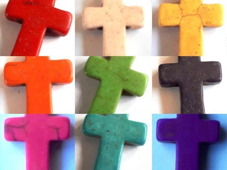 SALE GROTE Turquoise kruis edelsteen hanger 30x22 mm keuze, Hobby en Vrije tijd, Kralen en Sieraden maken, Nieuw, Hanger, Verzenden