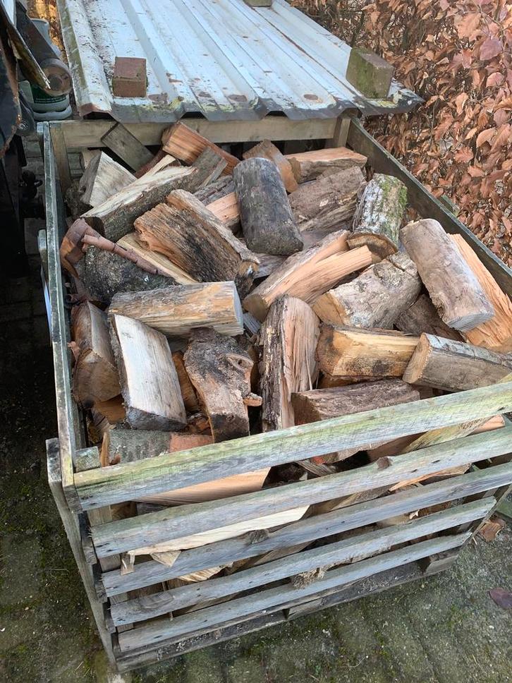 Brandhout stookhout haardhout bijna droog, Tuin en Terras, Haardhout, Blokken, 6 m³ of meer, Ophalen of Verzenden