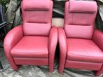2 bordeaux rode Relax fauteuils te koop!, Huis en Inrichting, Fauteuils, Ophalen, Gebruikt, Minder dan 75 cm, Leer