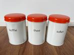 Jaren 70 - koffie - thee- suiker blikken - oranje, Ophalen of Verzenden, Zo goed als nieuw