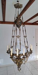 Antieke 3 armige kroonluchter, olielamp in Art Nouveau stijl, Antiek en Kunst, Ophalen