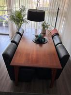 Kersenhouten eettafel + 6 lederen eetkamerstoelen ook los, Huis en Inrichting, Tafels | Eettafels, Ophalen, 100 tot 150 cm, 200 cm of meer
