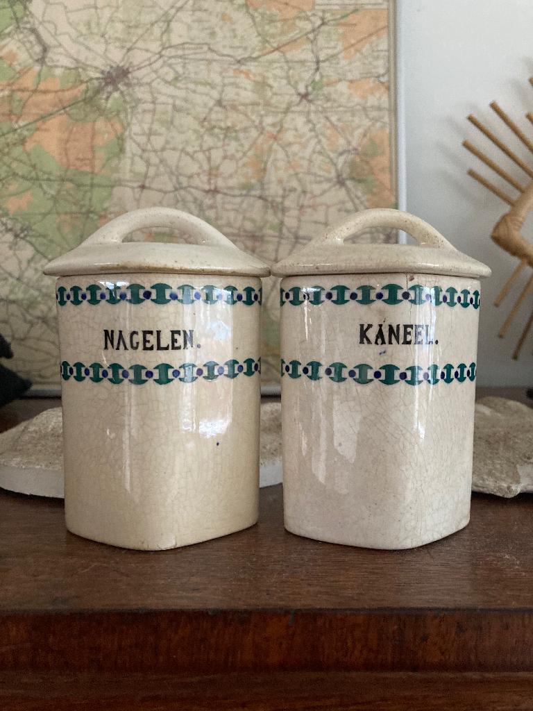 Kruidenpotjes porselein vintage, Antiek en Kunst, Ophalen of Verzenden