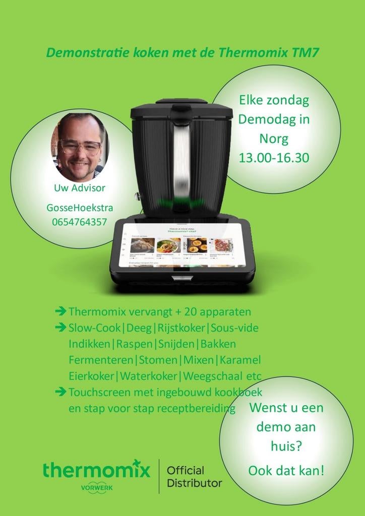 Thermomix TM7 - Demo en Keuken Inspiratie!, Nieuw, 3 snelheden of meer, Ophalen of Verzenden, 2 tot 3 liter