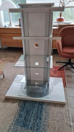 Tv standaard wit met glas, Audio, Tv en Foto, Televisiebeugels, Ophalen, Gebruikt