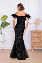 Elegante en Luxe zwarte galajurk Maat S, Galajurk, Verzenden, Zwart, Nieuw