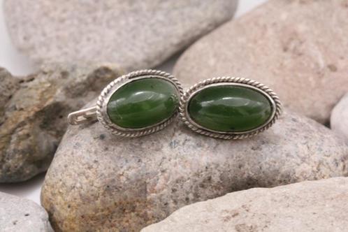 zilveren oorbellen, Sieraden, Tassen en Uiterlijk, Oorbellen, Zo goed als nieuw, Knopjes of Stekers, Zilver, Groen, Met edelsteen