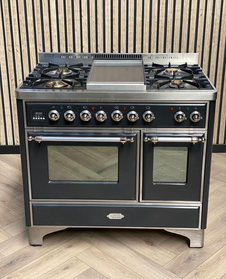 Prachtig Boretti Majestic Fornuis Gas 100cm + Frytop, Witgoed en Apparatuur, Fornuizen, Zo goed als nieuw, Vrijstaand, Gas, 5 kookzones of meer