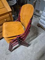 4 vintage stapelbare stoelen, Ophalen, Gebruikt, Bruin, Eén