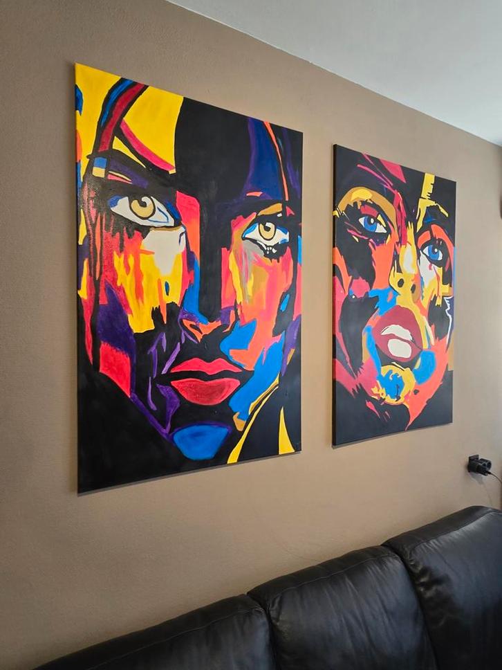 Handgeschilderde Pop Art schilderij., Antiek en Kunst, Kunst | Schilderijen | Modern, Ophalen of Verzenden