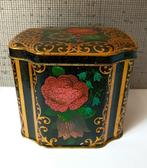 vintage blik in zwart met bloemen, Verzamelen, Blikken, Ophalen of Verzenden, Gebruikt, Overige