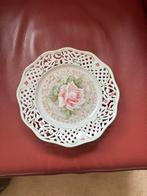 Antiek Dresden Porseleinen Bord met Roos, Antiek en Kunst, Antiek | Schalen, Ophalen of Verzenden