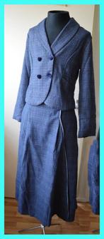 Blauw rokpak mantelpak vintage look maat L, Kleding | Dames, Ophalen of Verzenden, Nieuw