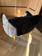4 Velvet Eetkamerstoelen Zwart/Goud, Ophalen, Gebruikt, Zwart, Vier