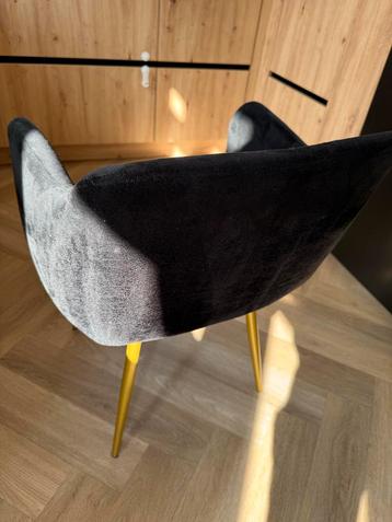 4 Velvet Eetkamerstoelen Zwart/Goud beschikbaar voor biedingen